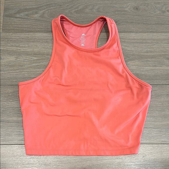 Senita Athletics Tops - SENITA ATHLETICS Peach Pink Coral High Neck Built In Sports Bra Tank Top Size XL